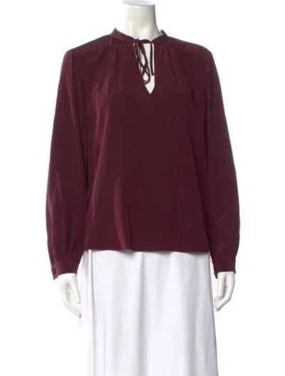 Pre-owned Frame Silk Tie Neck Blouse In Red