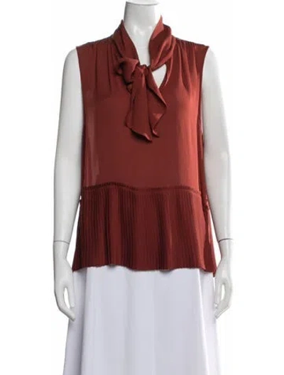 Pre-owned Frame Silk Tie Neck Blouse In Red