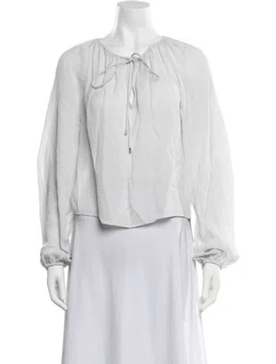 Pre-owned Frame Silk Tie Neck Blouse In White