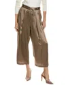 Frame Wide-leg Cropped Silk Trousers In Green