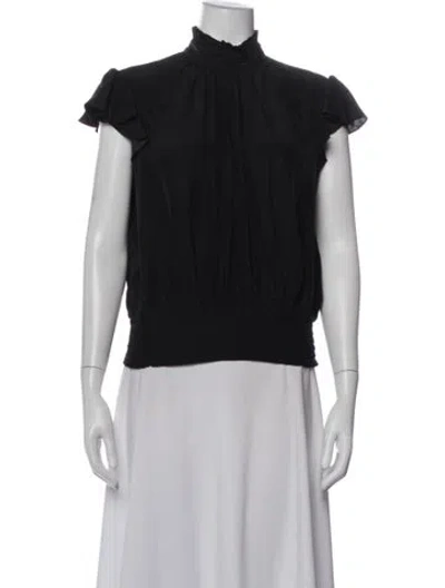 Pre-owned Frame Silk Turtleneck Blouse In Black