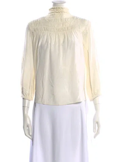 Pre-owned Frame Silk Turtleneck Blouse In Neutral