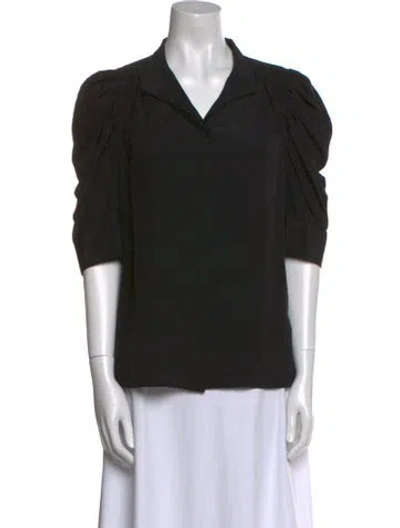 Pre-owned Frame Silk V-neck Blouse In Black