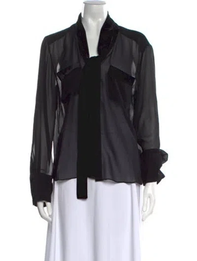 Pre-owned Frame Silk V-neck Blouse In Black