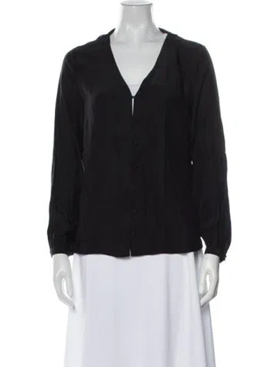 Pre-owned Frame Silk V-neck Blouse In Black