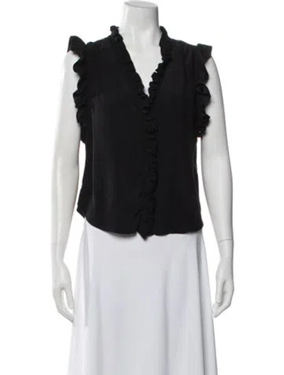 Pre-owned Frame Silk V-neck Blouse In Black
