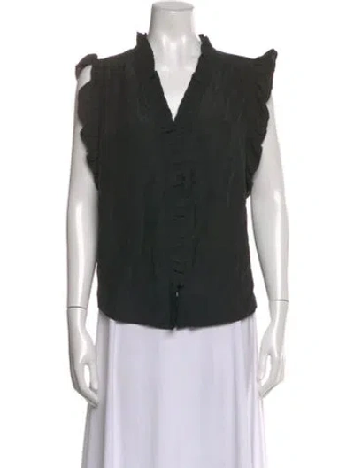 Pre-owned Frame Silk V-neck Blouse In Black