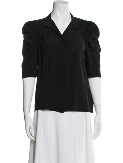 Pre-owned Frame Silk V-neck Blouse In Black