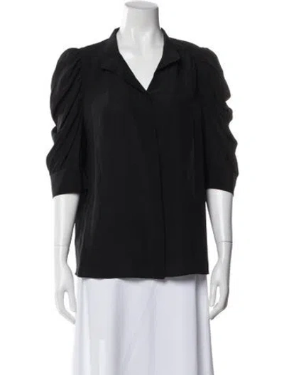 Pre-owned Frame Silk V-neck Blouse In Black