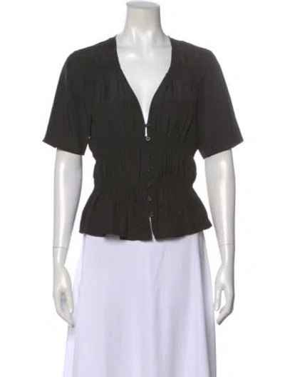 Pre-owned Frame Silk V-neck Blouse In Black