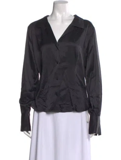 Pre-owned Frame Silk V-neck Blouse In Black