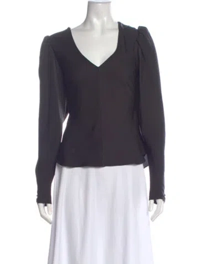 Pre-owned Frame Silk V-neck Blouse In Black