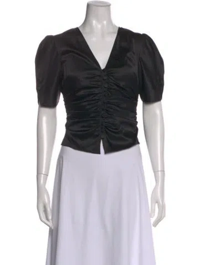 Pre-owned Frame Silk V-neck Blouse In Black