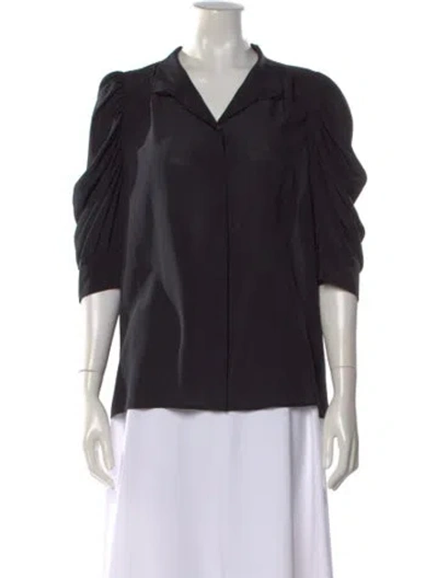 Pre-owned Frame Silk V-neck Blouse In Black