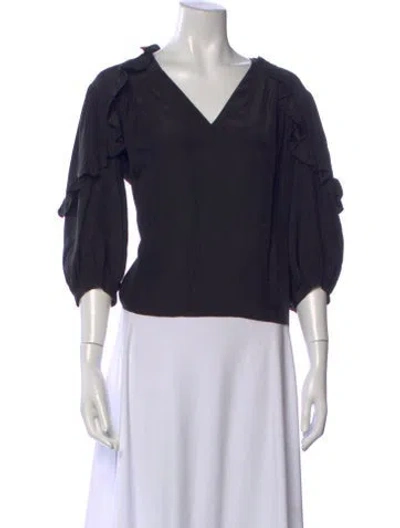 Pre-owned Frame Silk V-neck Blouse In Black