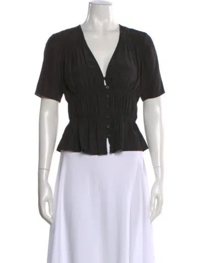 Pre-owned Frame Silk V-neck Blouse In Black