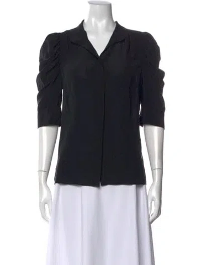 Pre-owned Frame Silk V-neck Blouse In Black
