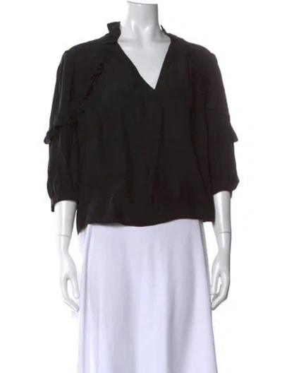 Pre-owned Frame Silk V-neck Blouse In Black