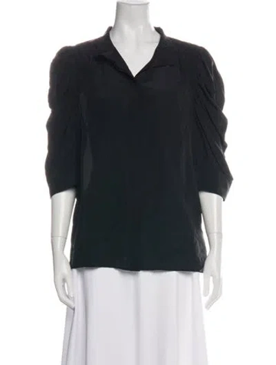 Pre-owned Frame Silk V-neck Blouse In Black