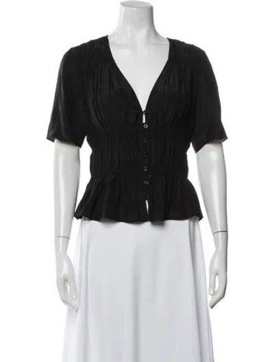 Pre-owned Frame Silk V-neck Blouse In Black