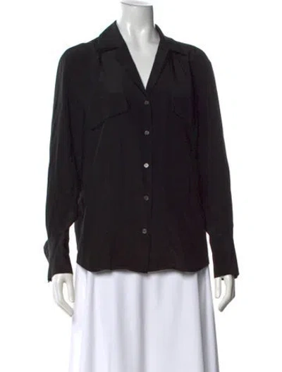 Pre-owned Frame Silk V-neck Blouse In Black