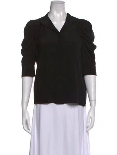 Pre-owned Frame Silk V-neck Blouse In Black