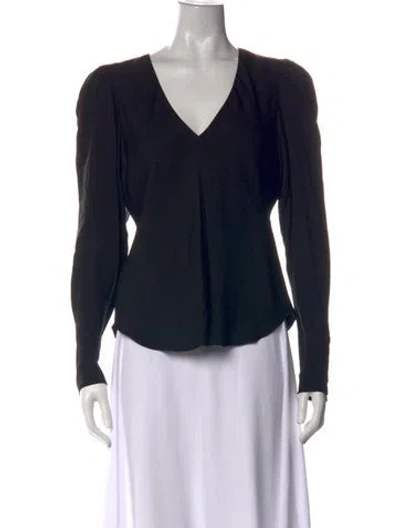 Pre-owned Frame Silk V-neck Blouse In Black