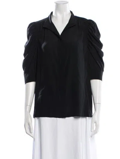 Pre-owned Frame Silk V-neck Blouse In Black