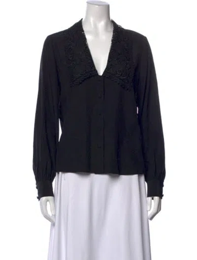 Pre-owned Frame Silk V-neck Blouse In Black
