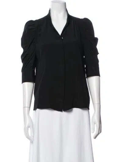 Pre-owned Frame Silk V-neck Blouse In Black