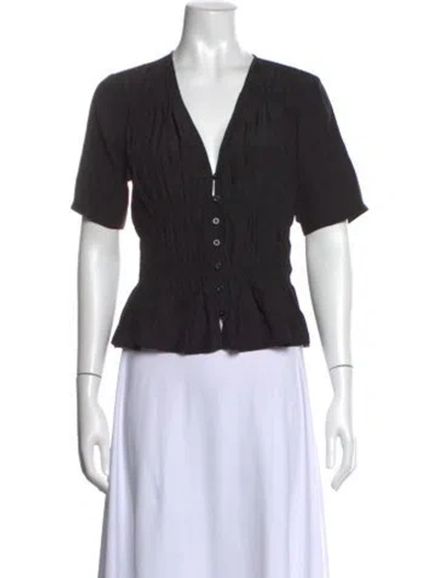 Pre-owned Frame Silk V-neck Blouse In Black