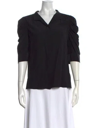 Pre-owned Frame Silk V-neck Blouse In Black