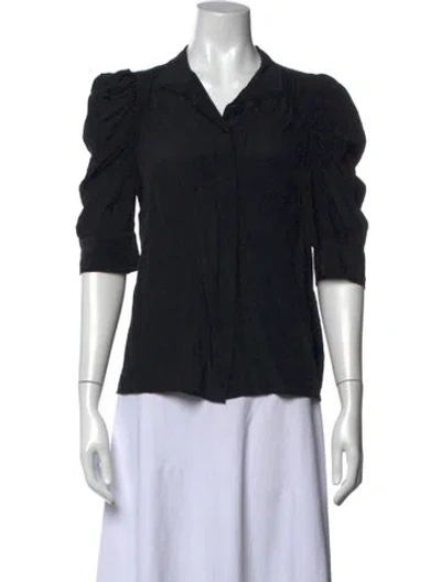Pre-owned Frame Silk V-neck Blouse In Black