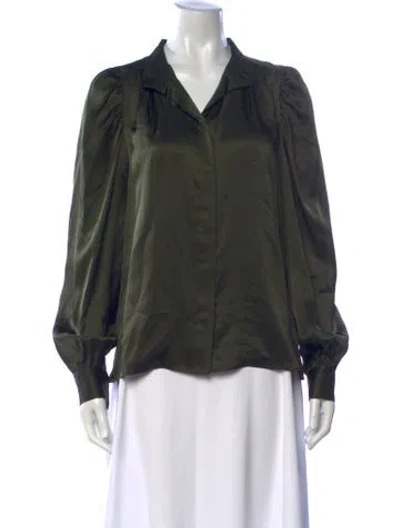 Pre-owned Frame Silk V-neck Blouse In Black