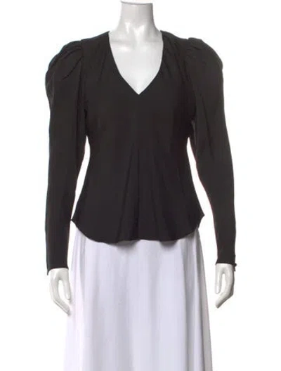 Pre-owned Frame Silk V-neck Blouse In Black