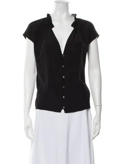 Pre-owned Frame Silk V-neck Blouse In Black