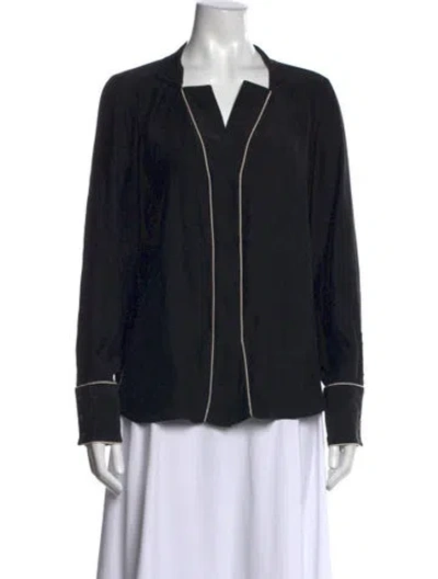Pre-owned Frame Silk V-neck Blouse In Black