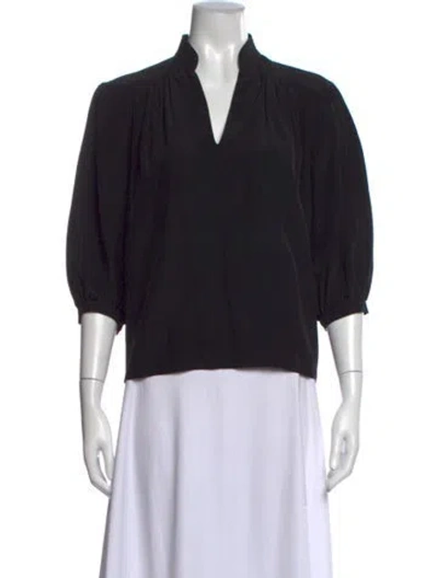 Pre-owned Frame Silk V-neck Blouse In Black