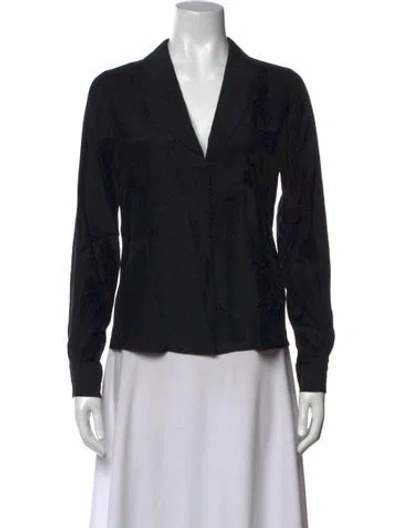 Pre-owned Frame Silk V-neck Blouse In Black