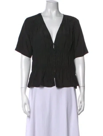 Pre-owned Frame Silk V-neck Blouse In Black