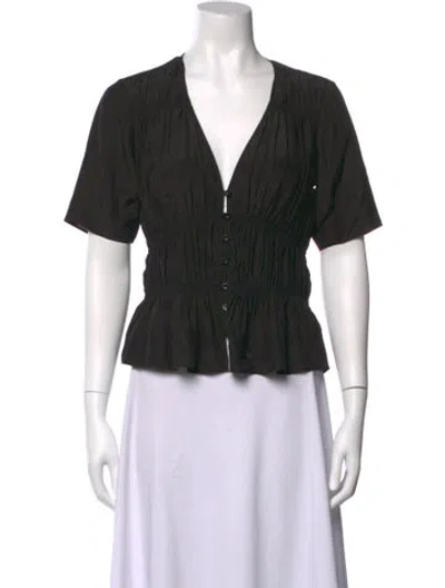Pre-owned Frame Silk V-neck Blouse In Black