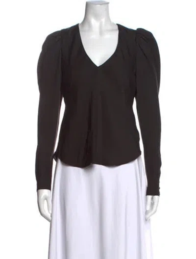 Pre-owned Frame Silk V-neck Blouse In Black