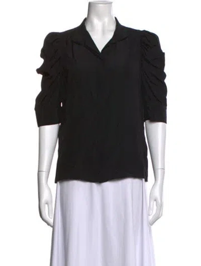 Pre-owned Frame Silk V-neck Blouse In Black