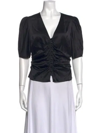 Pre-owned Frame Silk V-neck Blouse In Black