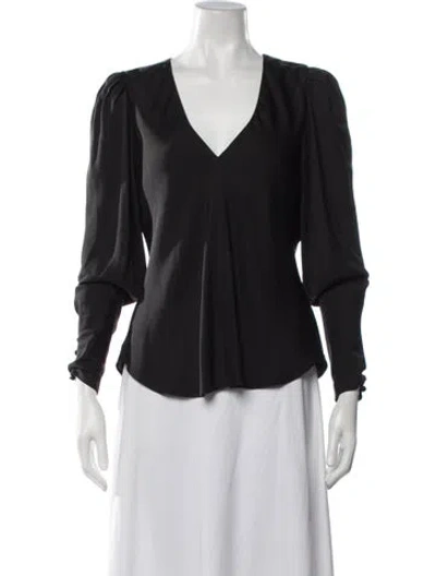 Pre-owned Frame Silk V-neck Blouse In Black