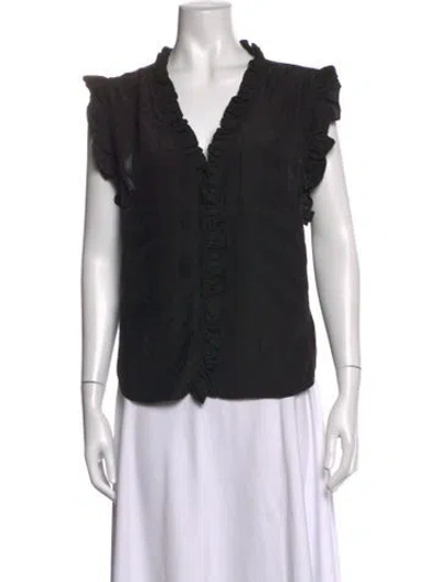 Pre-owned Frame Silk V-neck Blouse In Black