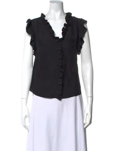 Pre-owned Frame Silk V-neck Blouse In Black