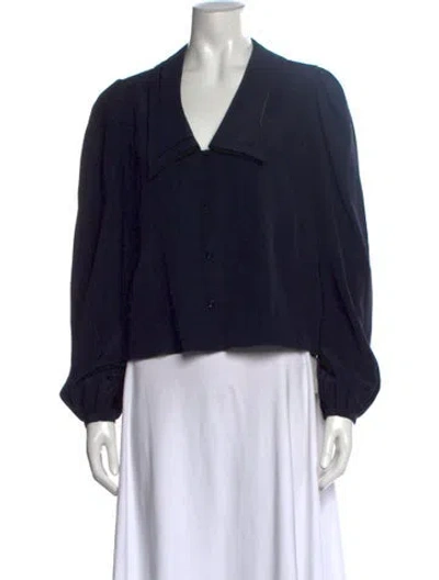 Pre-owned Frame Silk V-neck Blouse In Black