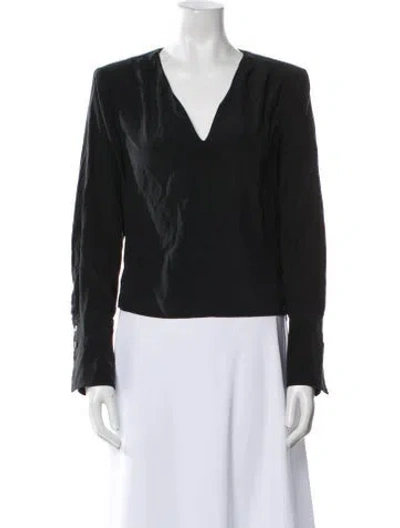 Pre-owned Frame Silk V-neck Blouse In Blue