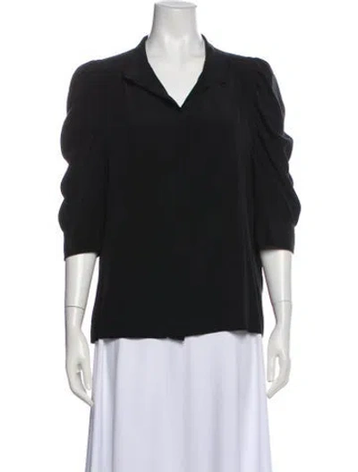 Pre-owned Frame Silk V-neck Blouse In Blue